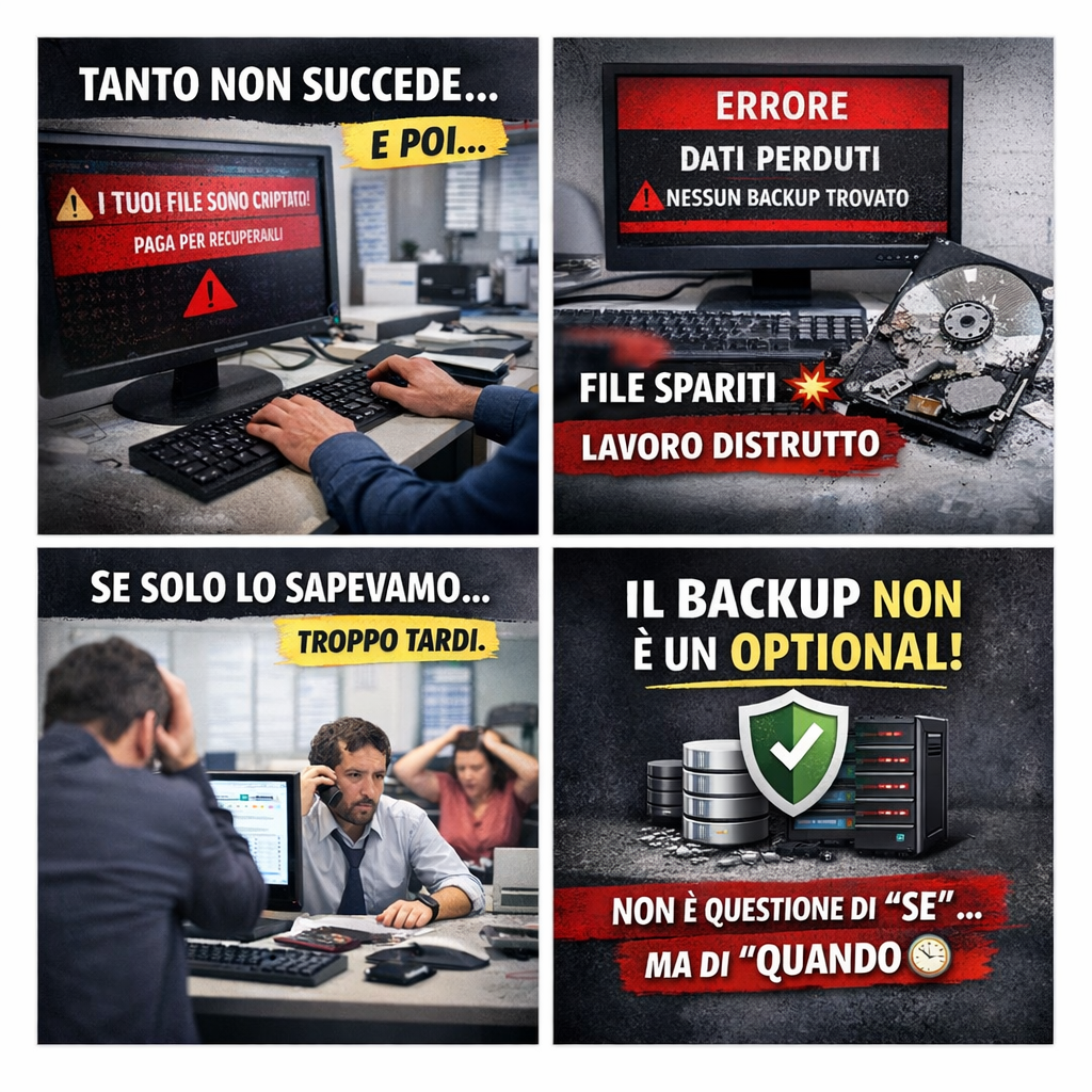 Ufficio perde tutti i dati: senza backup bastano 5 minuti per distruggere anni di lavoro